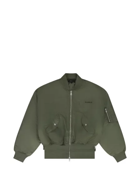 Geacă bomber Purple Brand din satin cu imagine verde
