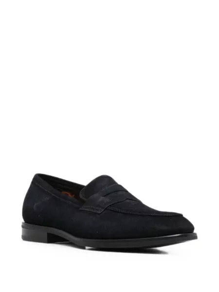 Pantofi loafer Santoni din piele de căprioară albastru