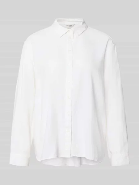 Bluzka lniana o kroju relaxed fit z kołnierzykiem koszulowym model GOA' Only biała