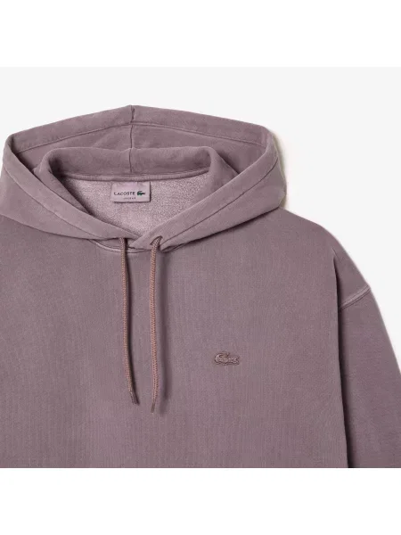 Lacoste Bluza Z Kapturem Loose Fit Cotton Fleece fioletowa