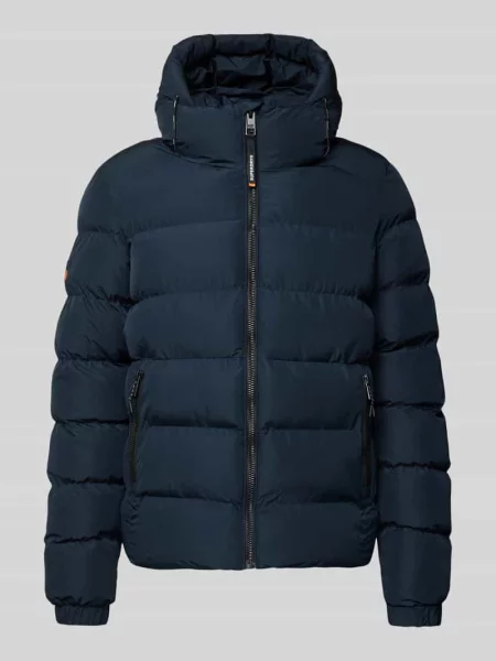 Kurtka z kapturem i bocznymi zapinanymi na błyskawiczny Superdry granatowa