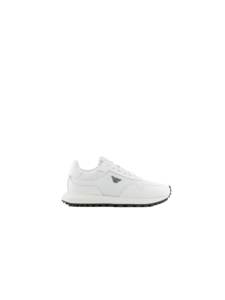 Sneakersy Emporio Armani skórzane z logo białe