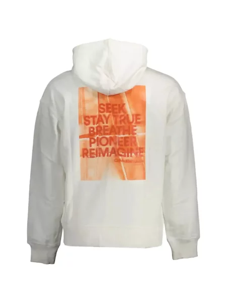 Hanorac cu glugă Calvin Klein cu imagine alb