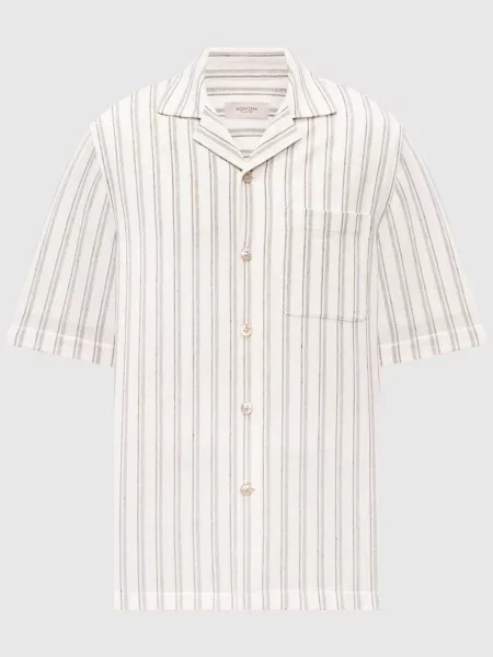 Сорочка з льном в смужку Agnona біла