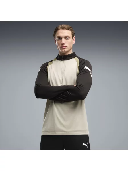 PUMA MÄ™ska dopasowana bluza treningowa individualFINAL z dÅ‚ugim rÄ™kawem i zamkiem pod szyjÄ… Akcesoria BeÅ¼owy S