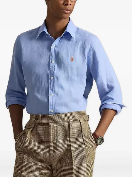 Pruhovaná košile Polo Ralph Lauren s autogramem modrá