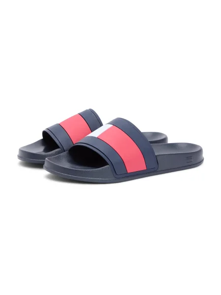 TOMMY HILFIGER Saboți bleumarin / roșu / alb albastru