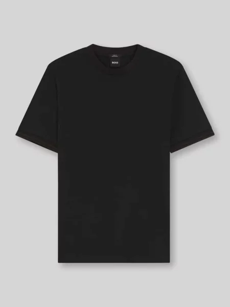 T-shirt o kroju slim fit z czystej bawełny model H-TESSLER Boss czarna