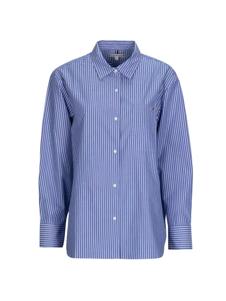 Bluza Tommy Hilfiger poplin modra