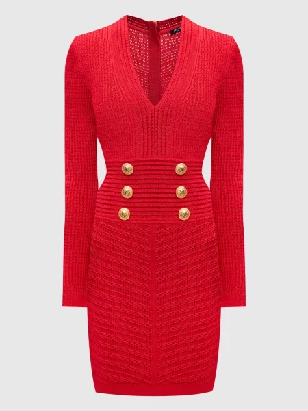 Платье мини Balmain красное