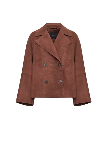 Kurtka skórzana Weekend Max Mara brązowa