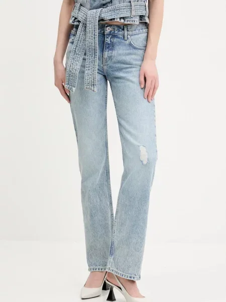 Hugo Blue blugi din femei medium waist albastru