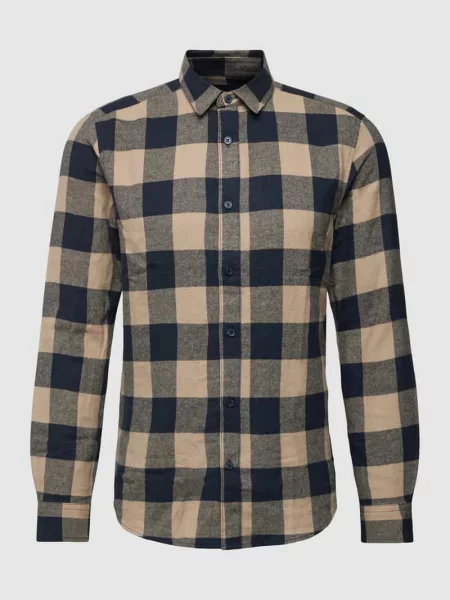 Koszula casualowa o kroju slim fit ze wzorem w kratkę Only & Sons beżowa