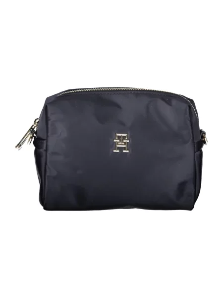 Lniana torebka Tommy Hilfiger niebieska