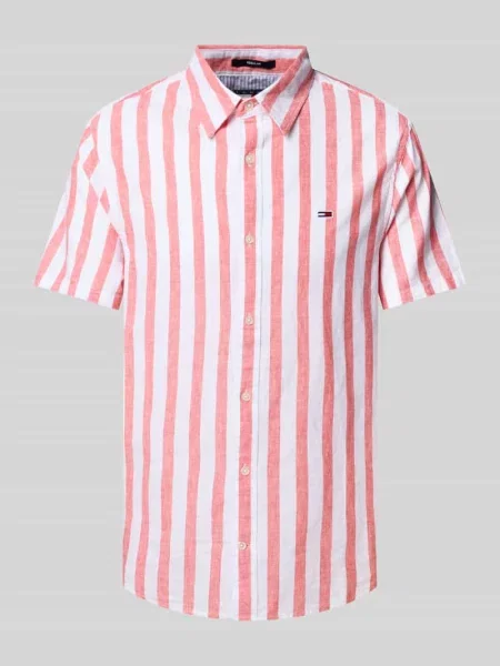 Koszula casualowa o kroju regular fit z mieszanki bawełny i lnu Tommy Jeans biała