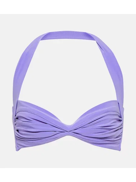 Bikini Norma Kamali cu gât halter violet