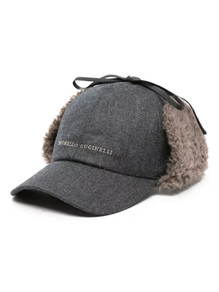 Șapcă Brunello Cucinelli cu broderie de flanelă