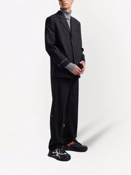 Kostkované jednořadé sako Off-white bílé