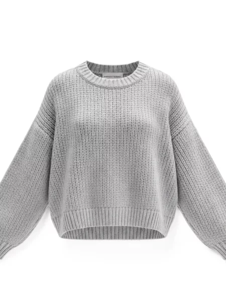 Pulover Emerson Renaldi cu decolteu rotund chunky gri