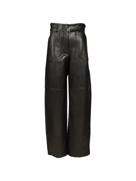 Cu centură pantaloni Sportmax din piele negru