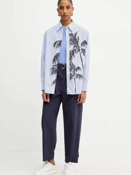 Bluzka koszulowa o kroju regular fit z kieszenią na piersi model ‘LAMBERT’ Max&co. niebieska