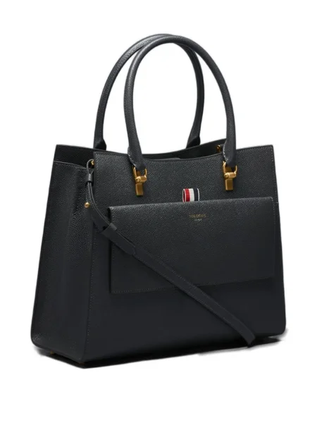Geanta de piele Thom Browne din piele gri