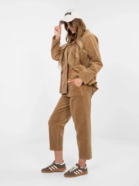 Pantaloni Rue Paris de catifea maro