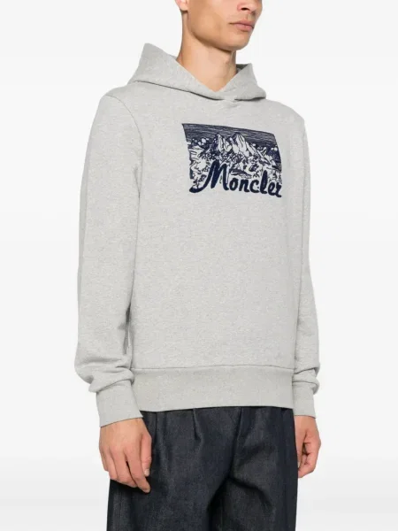 Hanorac cu glugă Moncler cu imagine gri