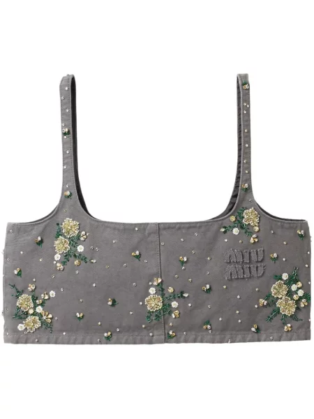 Top Miu Miu cu model floral gri