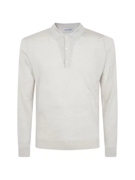Lung tricou polo John Smedley gri
