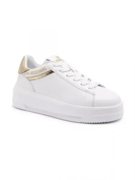 Love Moschino De piele sneakers alb