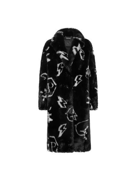 Długi futro futro Philipp Plein czarne