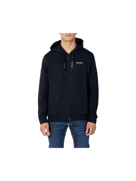 Bluza z kapturem Armani Exchange niebieska