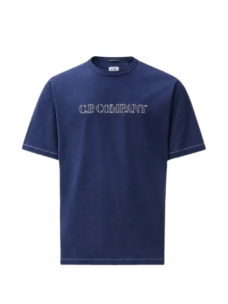 Scurt tricou C.p. Company din jerseu cu autograf albastru
