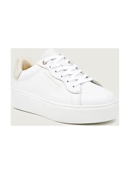Sneakerși Tommy Hilfiger din piele cu platformă alb