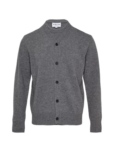 Cardigan Solid Homme tricotate cu decolteu în V gri
