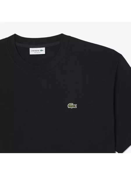 Lacoste T-Shirt Z Grubego Dzerseju Bawelnianego czarny