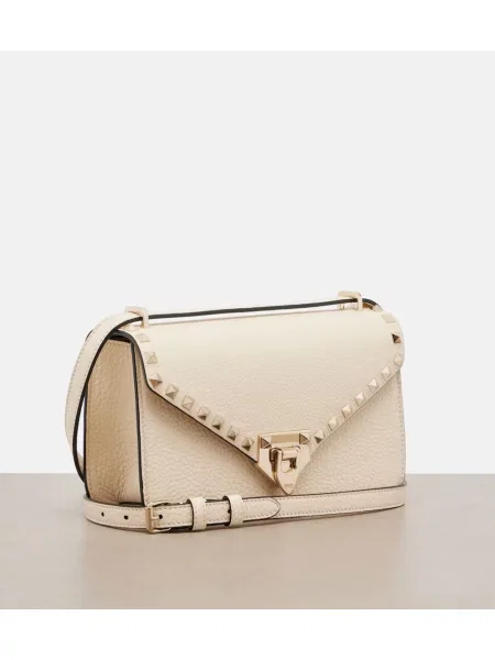 Kožená crossbody kabelka Valentino Garavani biela