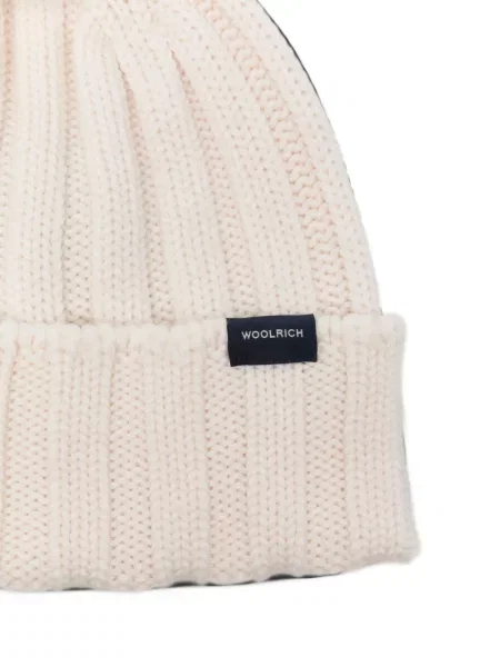 Căciulă Woolrich tricotate cu pompoane alb