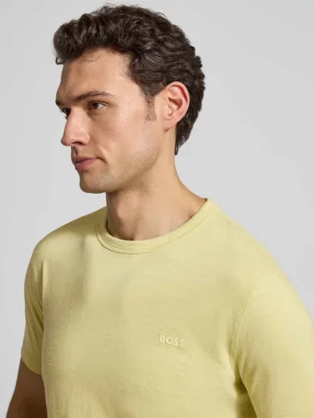 T-shirt o kroju regular fit z teksturowanej bawełny Model TEGOOD' Boss Orange żółta