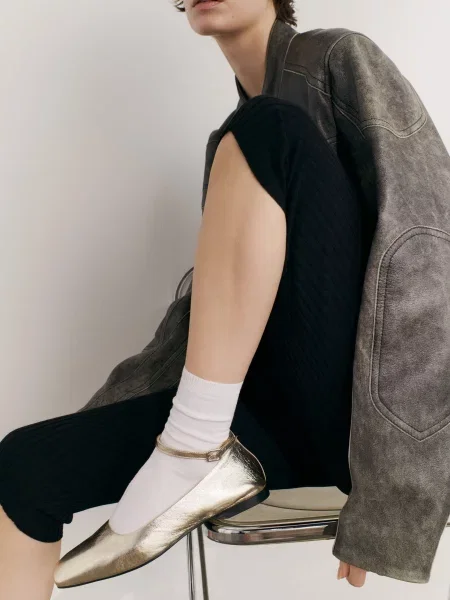 Кожаные балетки Vagabond золотые