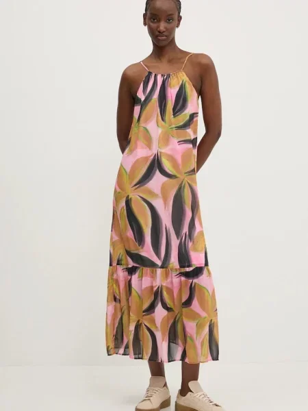 Desigual rochie LIMOGES maxi evazati roz