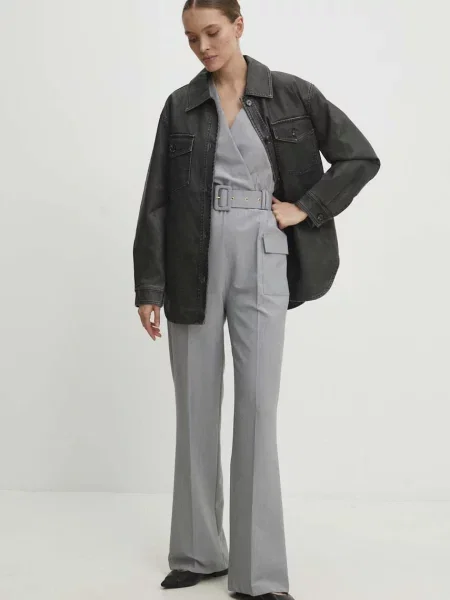 Куртка Answear Lab перехідна oversize сірий