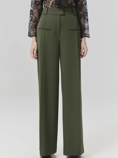 Панталон Answear Lab с широка каройка с висока талия зелено