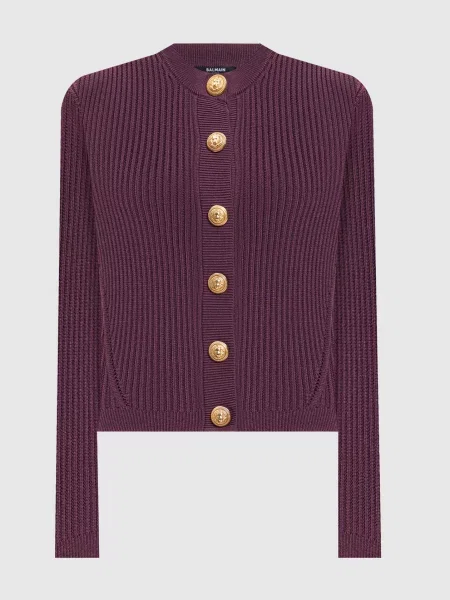 Кардиган в рубчик Balmain фіолетовий