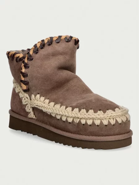 Mou Eskimo 18 Leather Overstitching cizme de zăpadă pentru femei din piele întoarsă bej