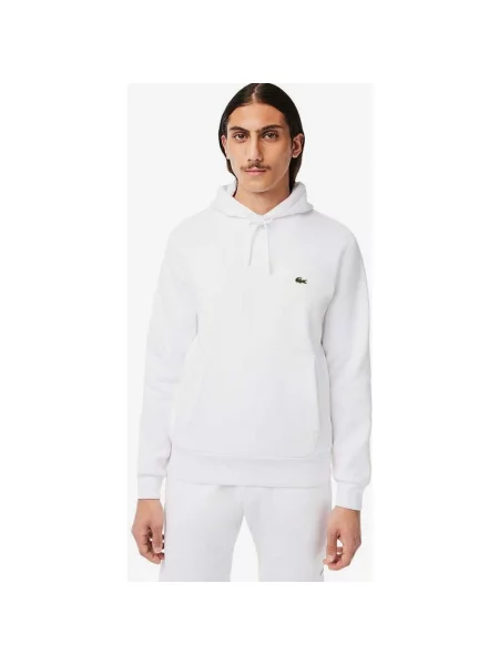 Bluza z kapturem Lacoste Cotton Eco biała