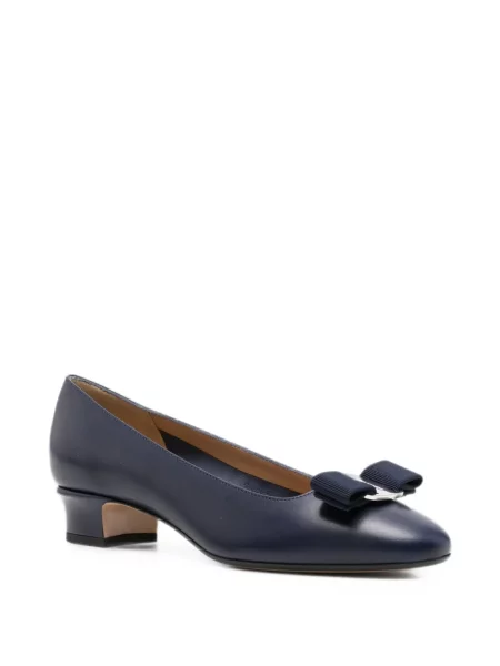 Pantofi cu toc Ferragamo cu funde albastru