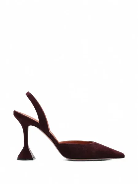 Pantofi cu toc Amina Muaddi din piele de căprioară slingback roșu