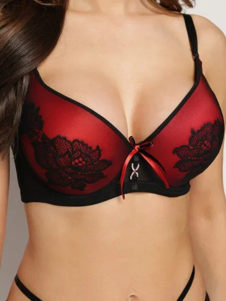 Sutien Negru-Roșu Cu Dantelă Full Cup Pasecia negru